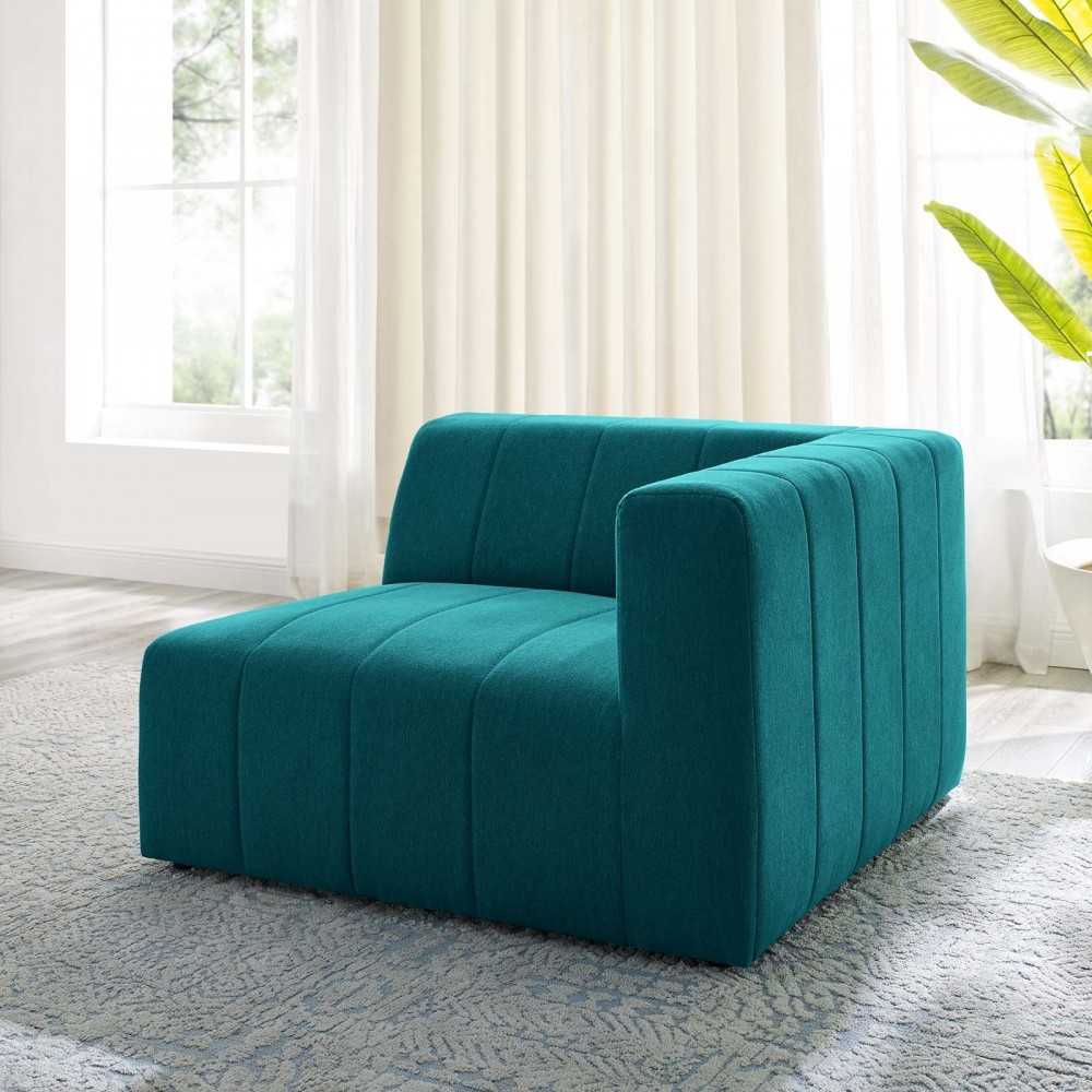 Bartlett Upholstered Fabric Right-Arm Chair, Teal
