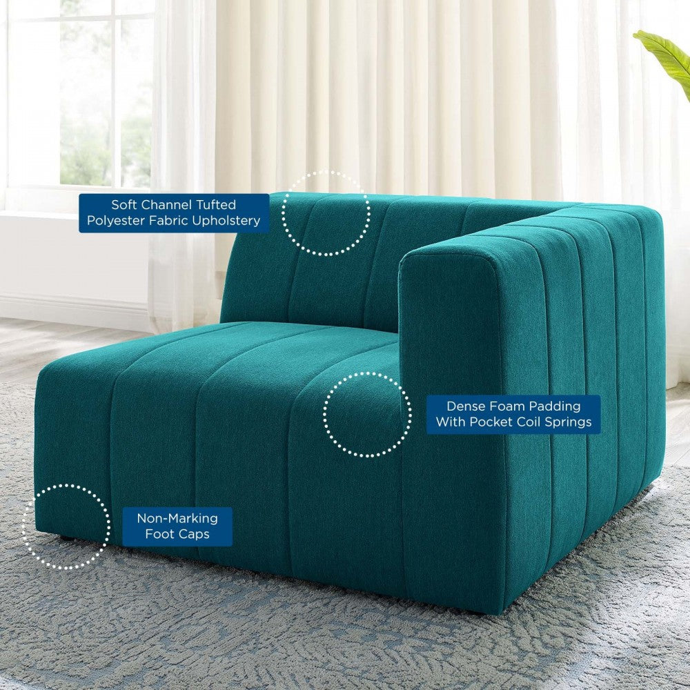 Bartlett Upholstered Fabric Right-Arm Chair, Teal