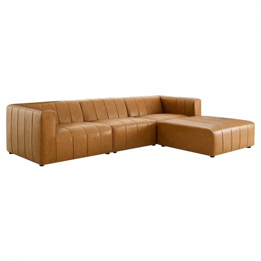 Bartlett Vegan Leather 4-Piece Sectional Sofa, Tan, EEI-4517-TAN