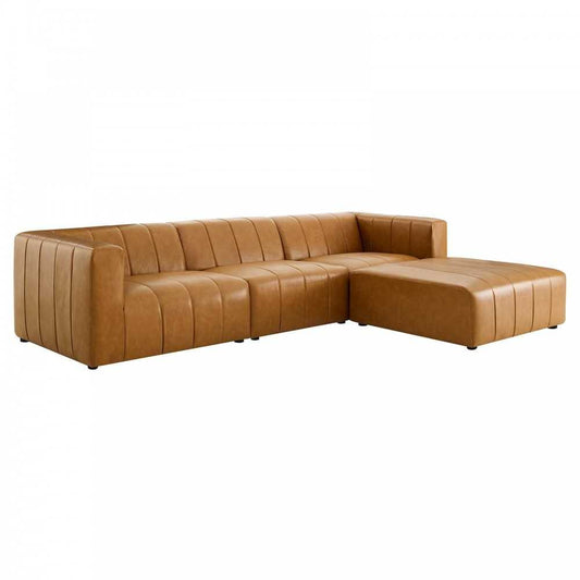 Bartlett Vegan Leather 4-Piece Sectional Sofa, Tan, EEI-4517-TAN
