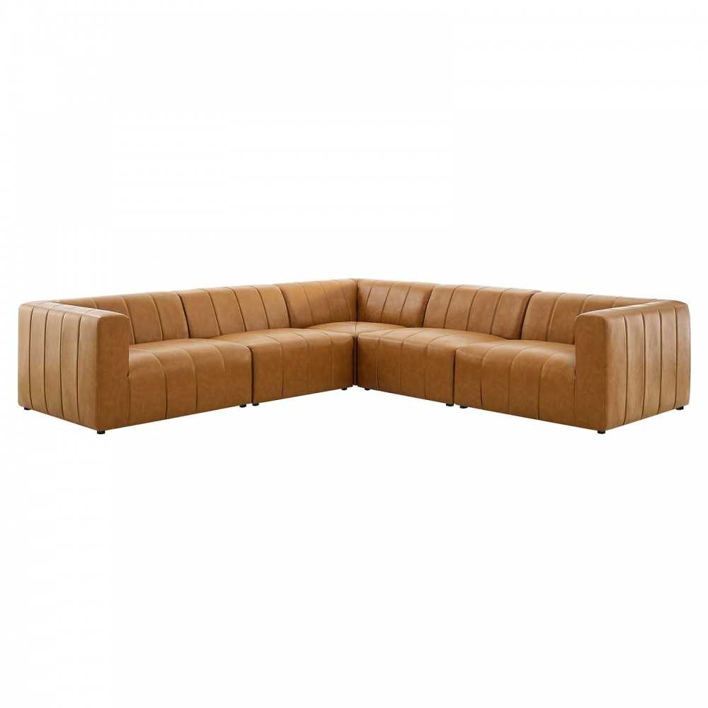 Bartlett Vegan Leather 5-Piece Sectional Sofa, Tan, EEI-4532-TAN