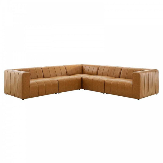 Bartlett Vegan Leather 5-Piece Sectional Sofa, Tan, EEI-4532-TAN