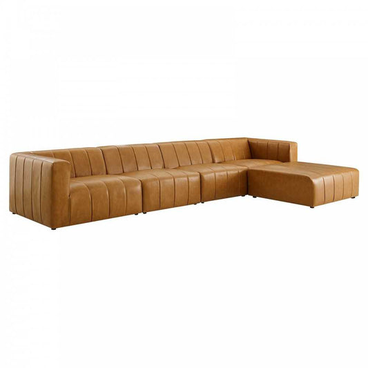 Bartlett Vegan Leather 5-Piece Sectional Sofa, Tan, EEI-4521-TAN