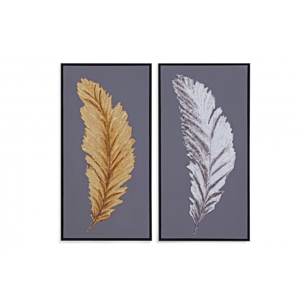 Bassett Mirror Silver and Gold Feathers (S/2)