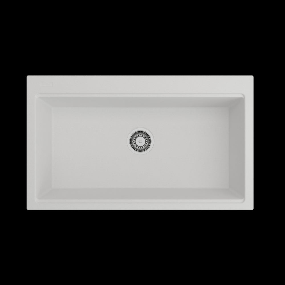 Baveno Lux Dual-Mount 34 in. Single Bowl Kitchen Sink in Milk White