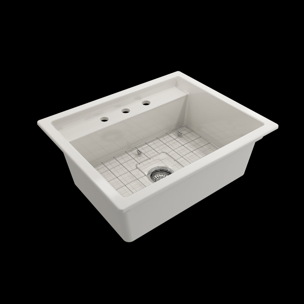 Baveno Uno Dual-Mount with Integrated Workstation Fireclay 27 in. in Biscuit