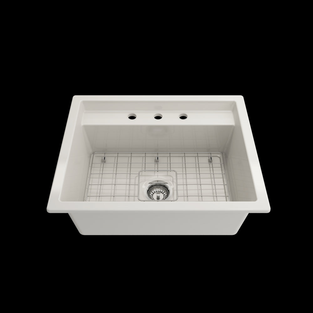 Baveno Uno Dual-Mount with Integrated Workstation Fireclay 27 in. in Biscuit