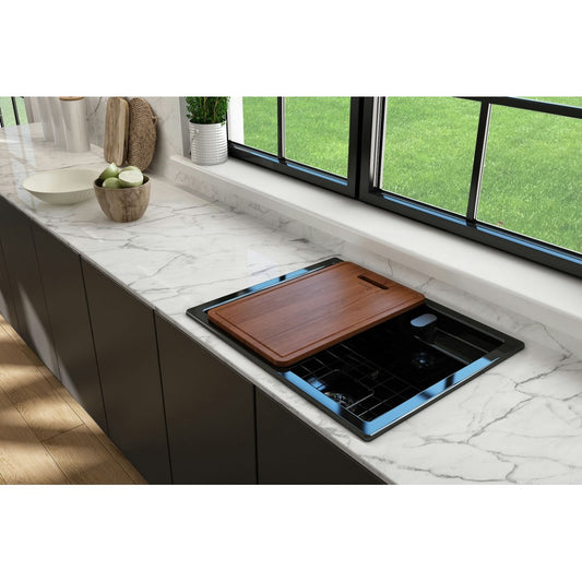 Baveno Uno Dual-Mount with Workstation Fireclay 27 in. in Black