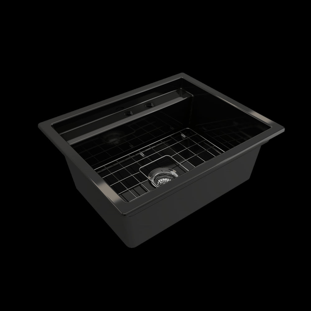 Baveno Uno Dual-Mount with Workstation Fireclay 27 in. in Black