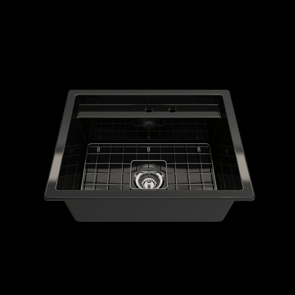 Baveno Uno Dual-Mount with Workstation Fireclay 27 in. in Black