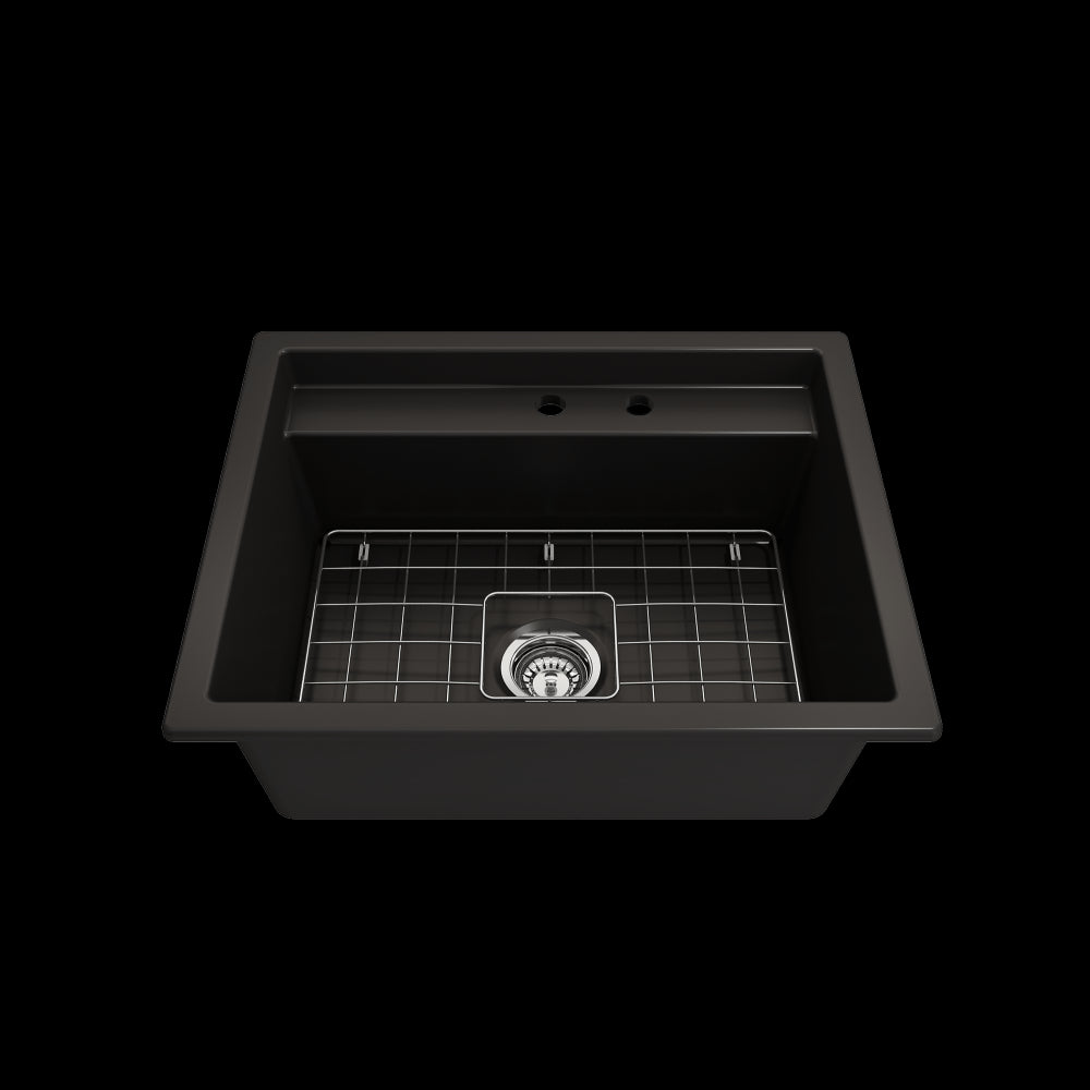 Baveno Uno Dual-Mount with Workstation Fireclay 27 in. in Matte Black