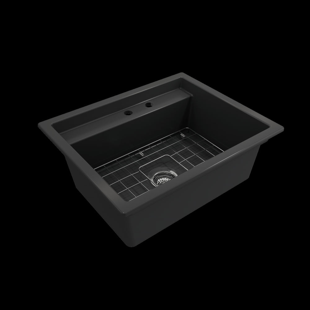 Baveno Uno Dual-Mount with Workstation Fireclay 27 in. in Matte Dark Gray