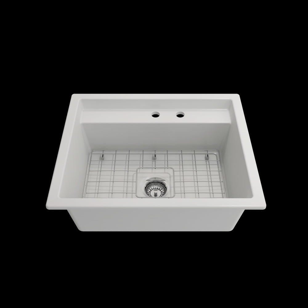 Baveno Uno Dual-Mount with Workstation Fireclay 27 in. in Matte White