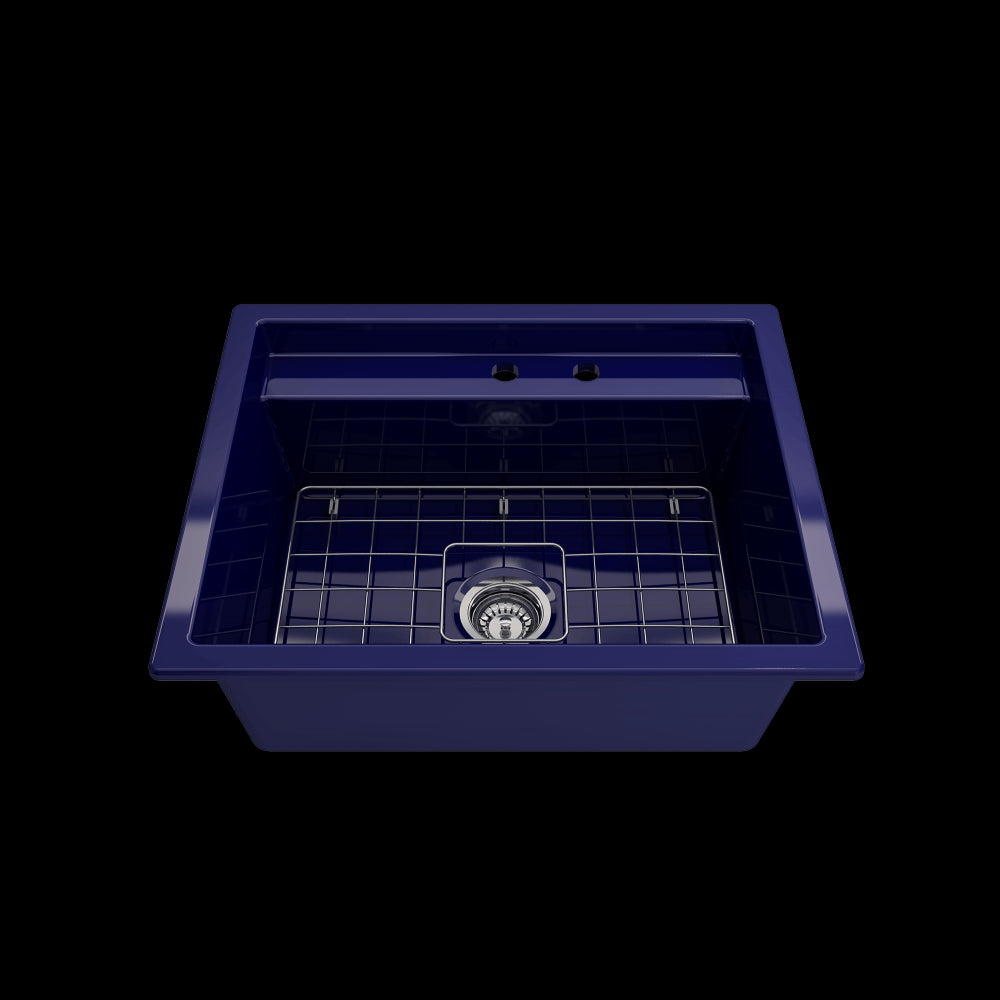 Baveno Uno Dual-Mount with Workstation Fireclay 27 in. in Sapphire Blue