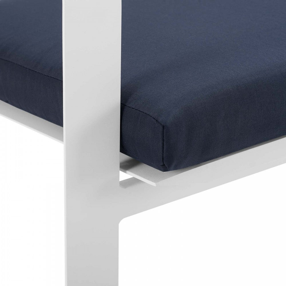 Baxley Outdoor Patio Aluminum Armchair Set of 2, White Navy