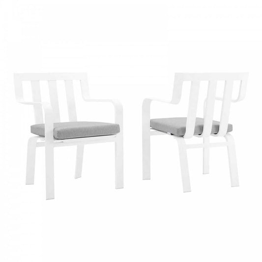 Baxley Outdoor Patio Aluminum Armchair Set of 2, White Gray
