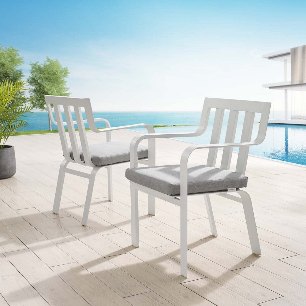 Baxley Outdoor Patio Aluminum Armchair Set of 2, White Gray