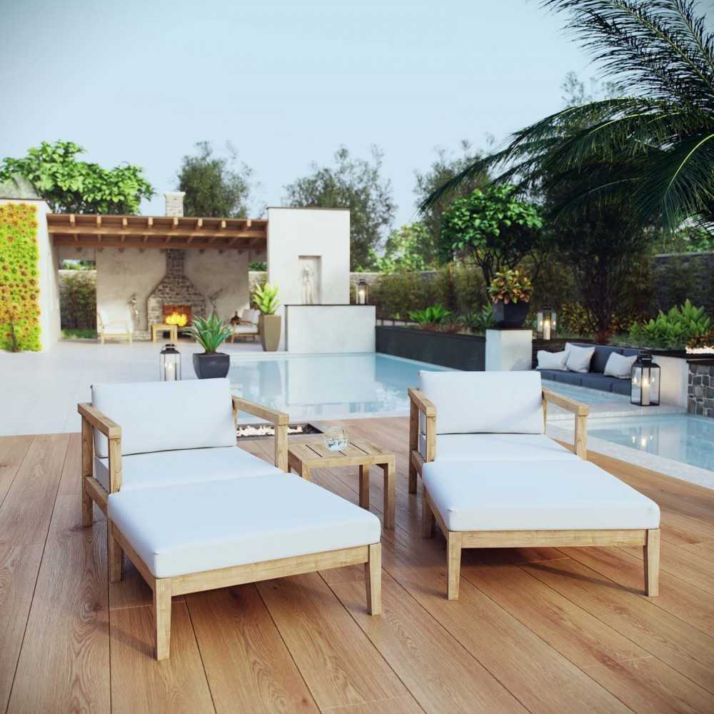 Bayport 5 Piece Outdoor Patio Teak Set, White