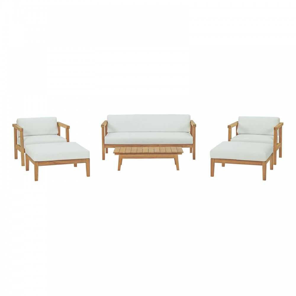 Bayport 6 Piece Outdoor Patio Teak Set, White