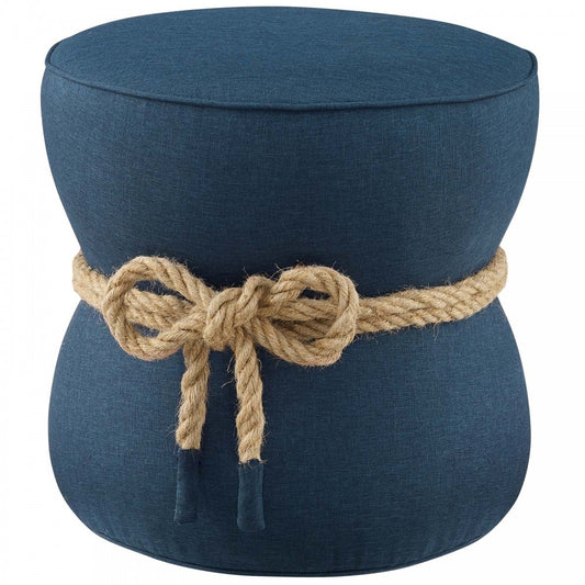 Beat Nautical Rope Upholstered Fabric Ottoman, Blue