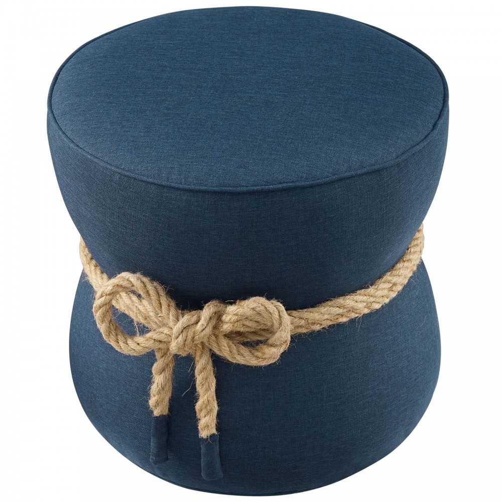 Beat Nautical Rope Upholstered Fabric Ottoman, Blue