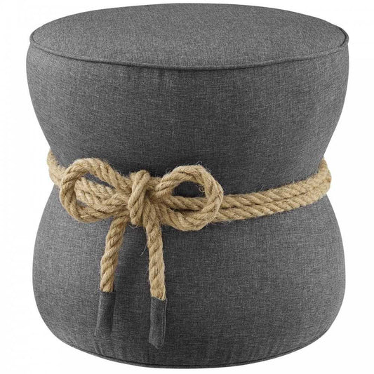 Beat Nautical Rope Upholstered Fabric Ottoman, Gray
