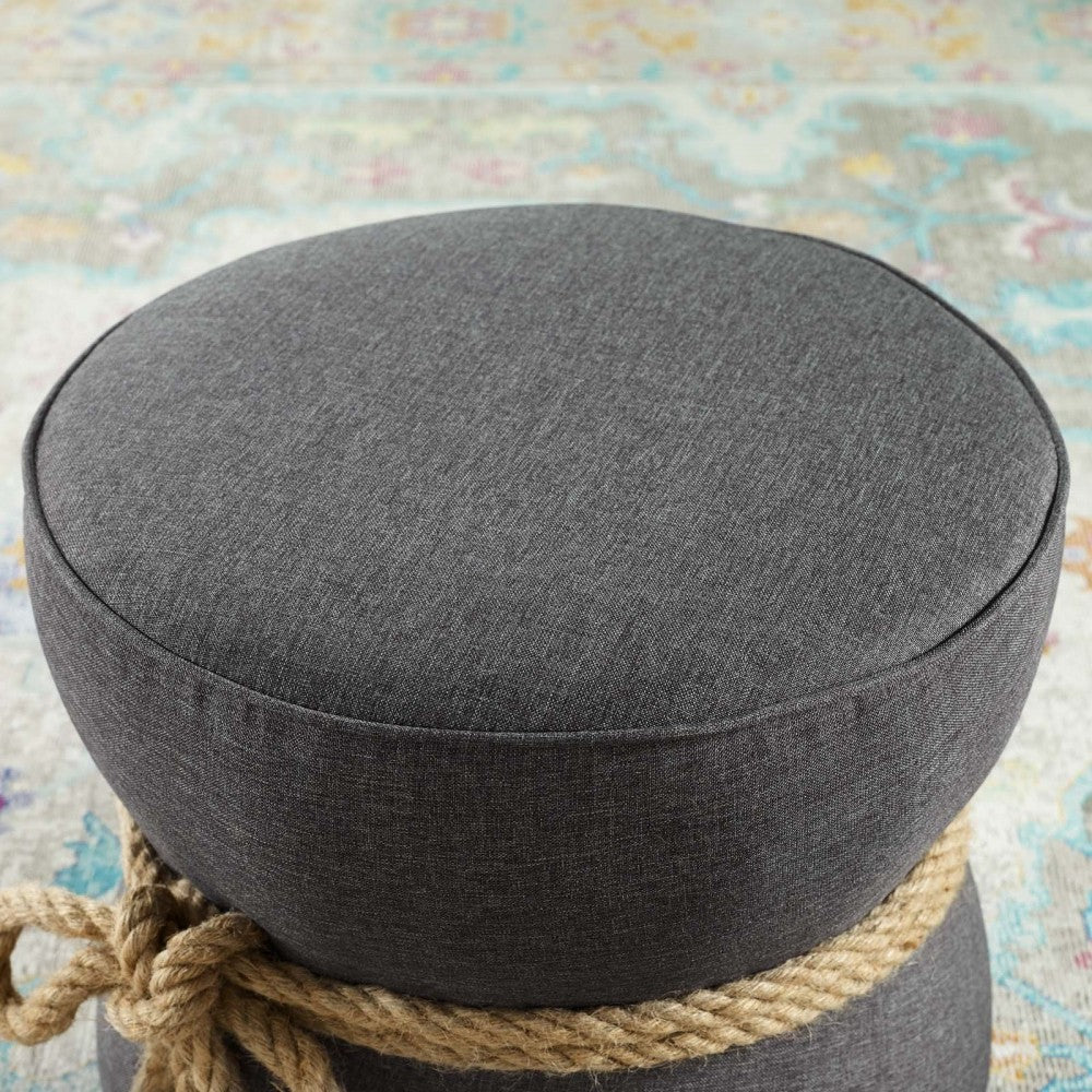 Beat Nautical Rope Upholstered Fabric Ottoman, Gray