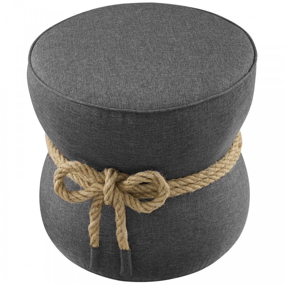 Beat Nautical Rope Upholstered Fabric Ottoman, Gray
