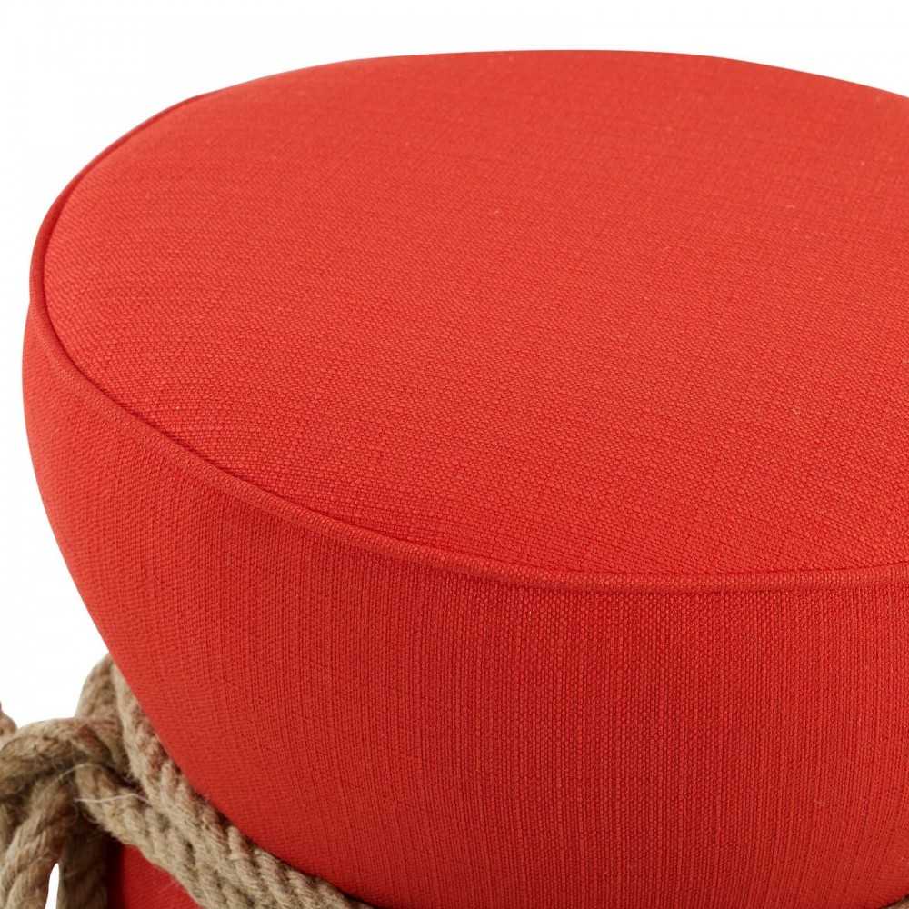 Beat Nautical Rope Upholstered Fabric Ottoman, Atomic Red
