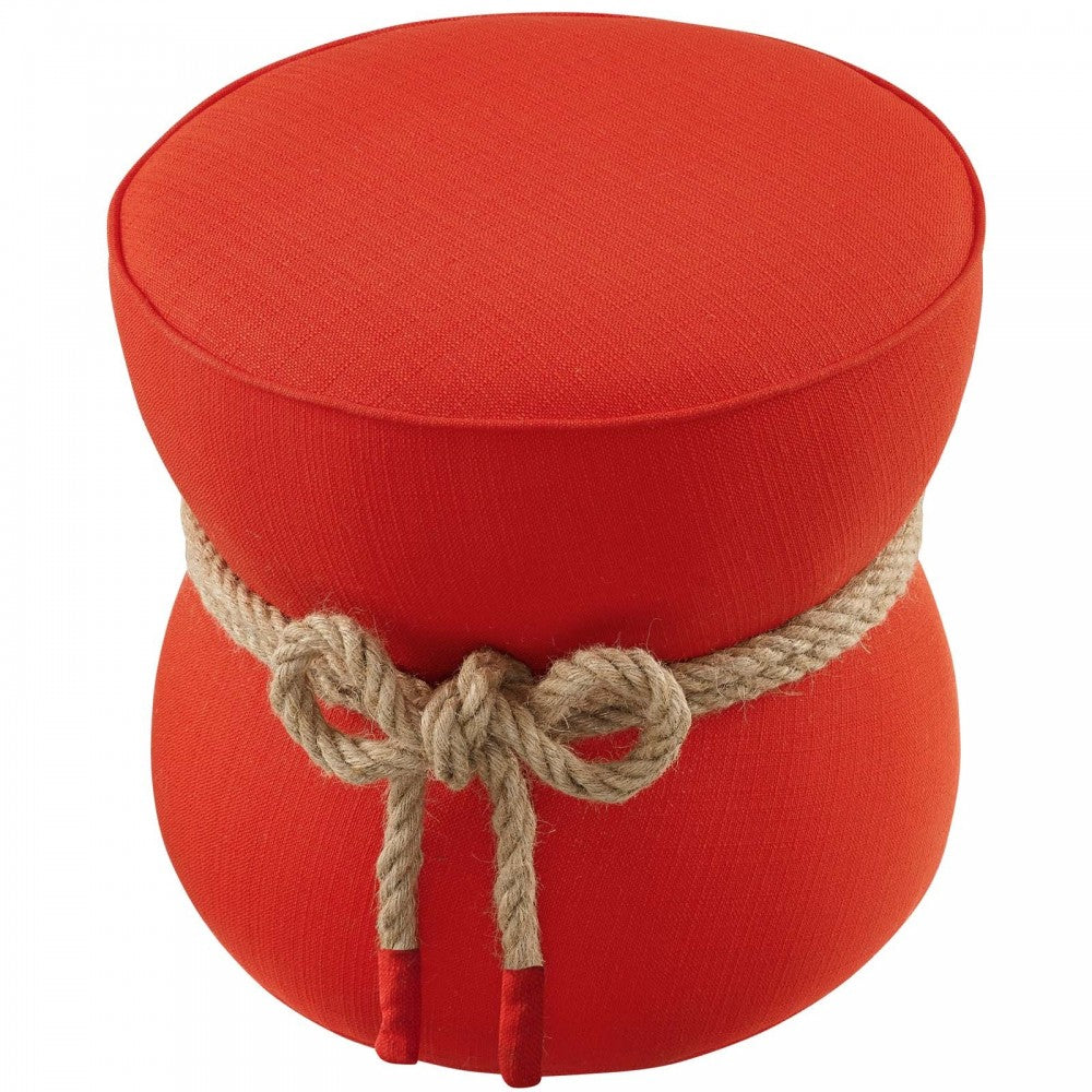 Beat Nautical Rope Upholstered Fabric Ottoman, Atomic Red