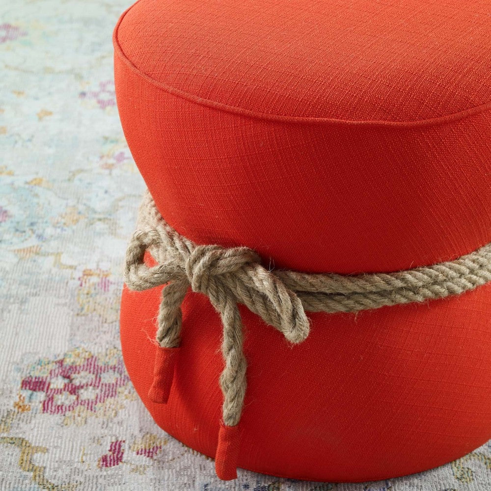 Beat Nautical Rope Upholstered Fabric Ottoman, Atomic Red