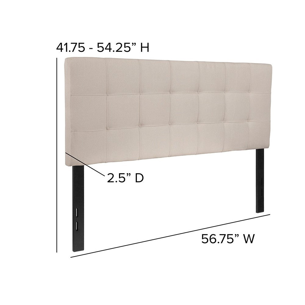 Bedford Tufted Upholstered Full Size Headboard in Beige Fabric