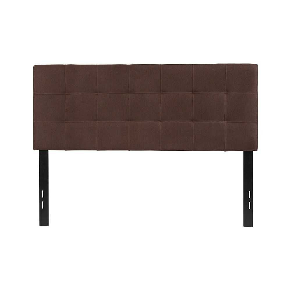 Bedford Tufted Upholstered Full Size Headboard in Dark Brown Fabric
