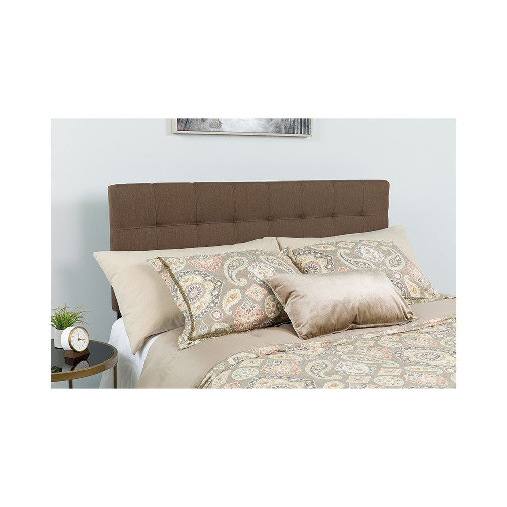 Bedford Tufted Upholstered Full Size Headboard in Dark Brown Fabric