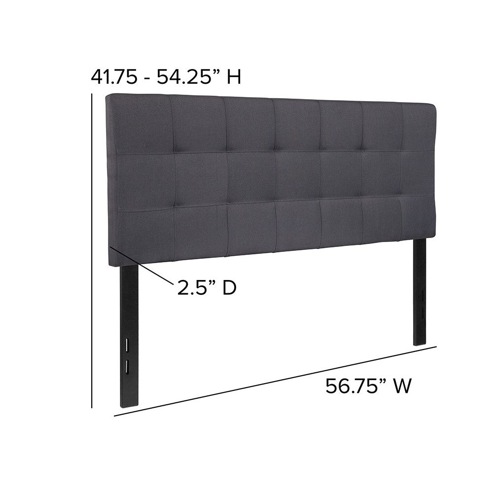 Bedford Tufted Upholstered Full Size Headboard in Dark Gray Fabric