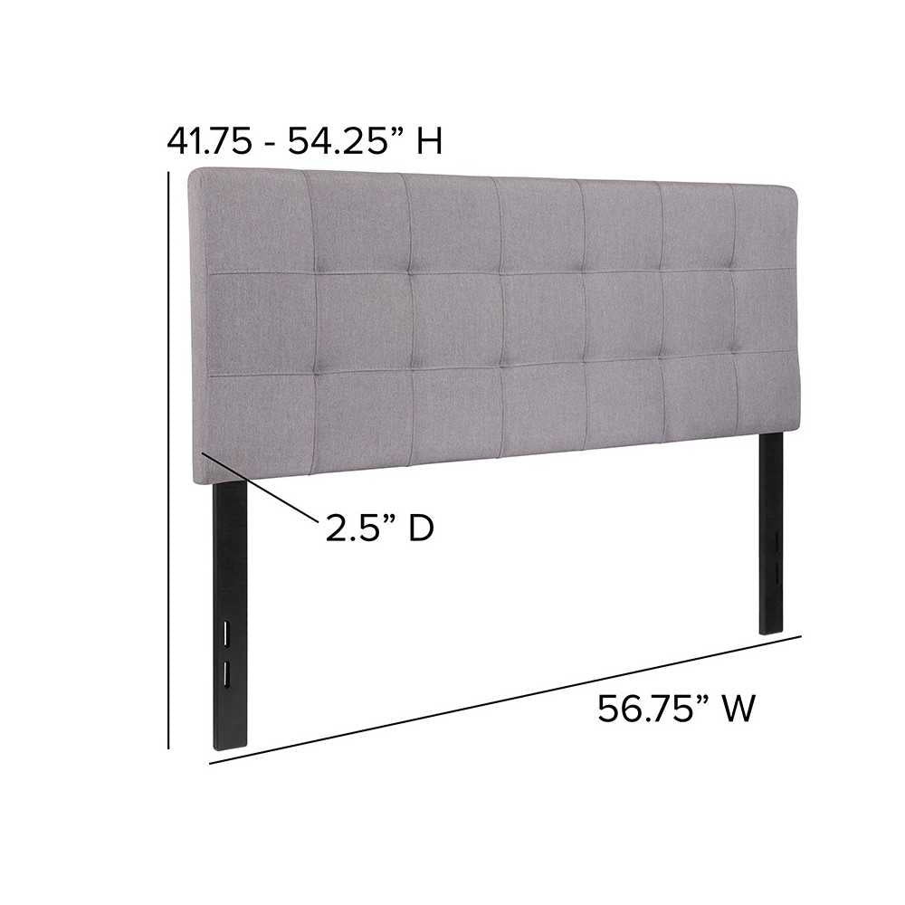 Bedford Tufted Upholstered Full Size Headboard in Light Gray Fabric
