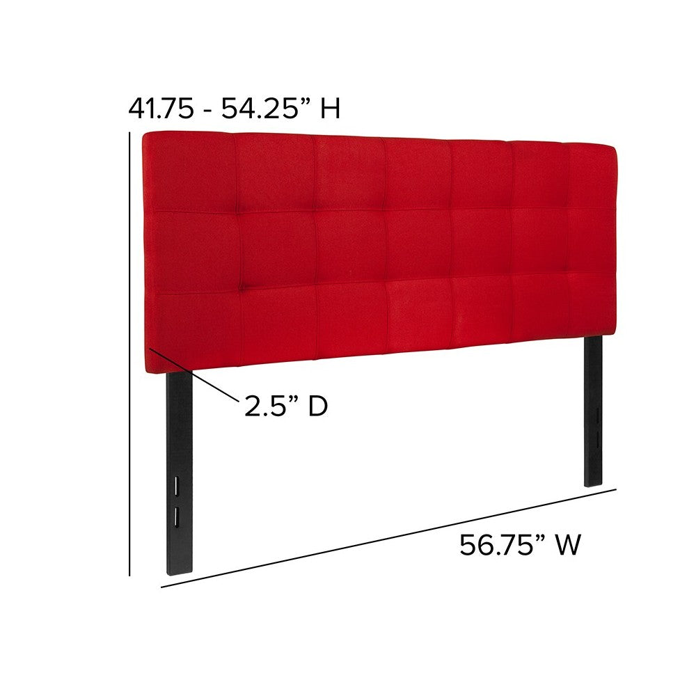Bedford Tufted Upholstered Full Size Headboard in Red Fabric