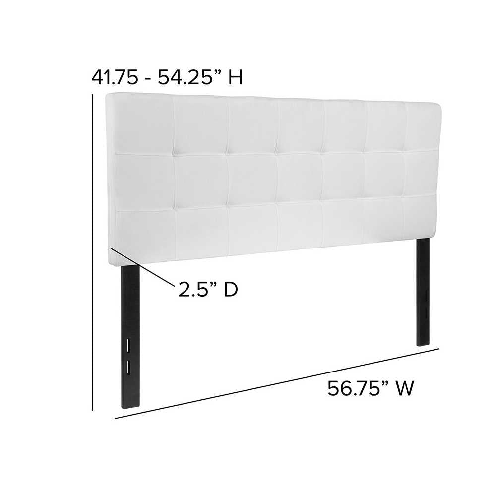 Bedford Tufted Upholstered Full Size Headboard in White Fabric
