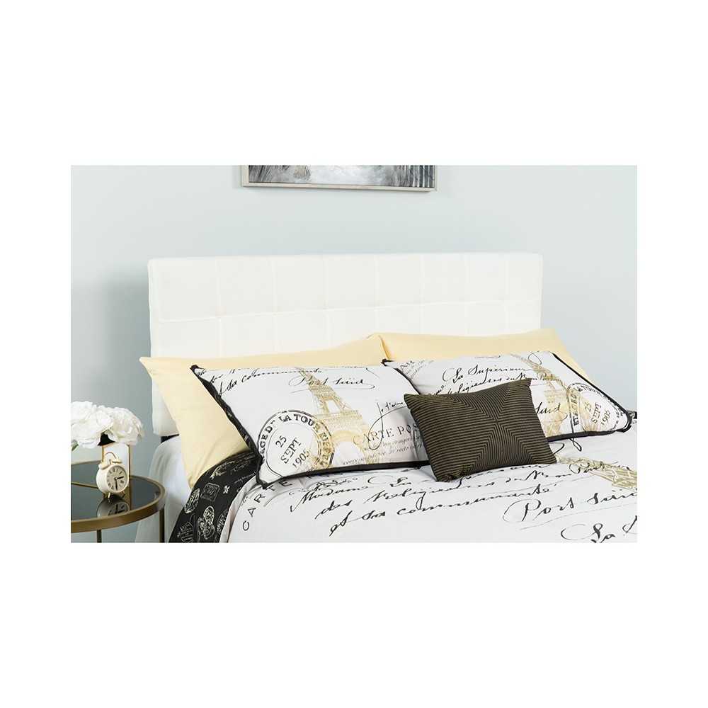 Bedford Tufted Upholstered Full Size Headboard in White Fabric