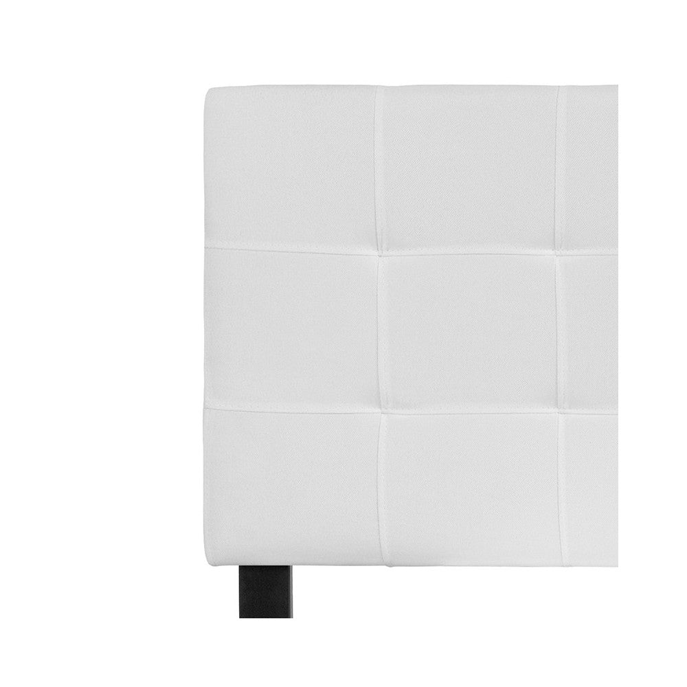 Bedford Tufted Upholstered Full Size Headboard in White Fabric