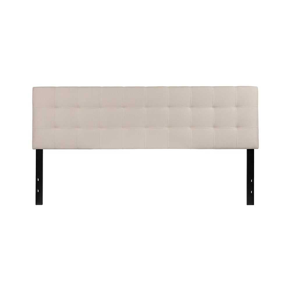 Bedford Tufted Upholstered King Size Headboard in Beige Fabric