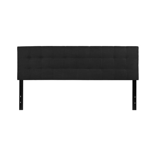 Bedford Tufted Upholstered King Size Headboard in Black Fabric