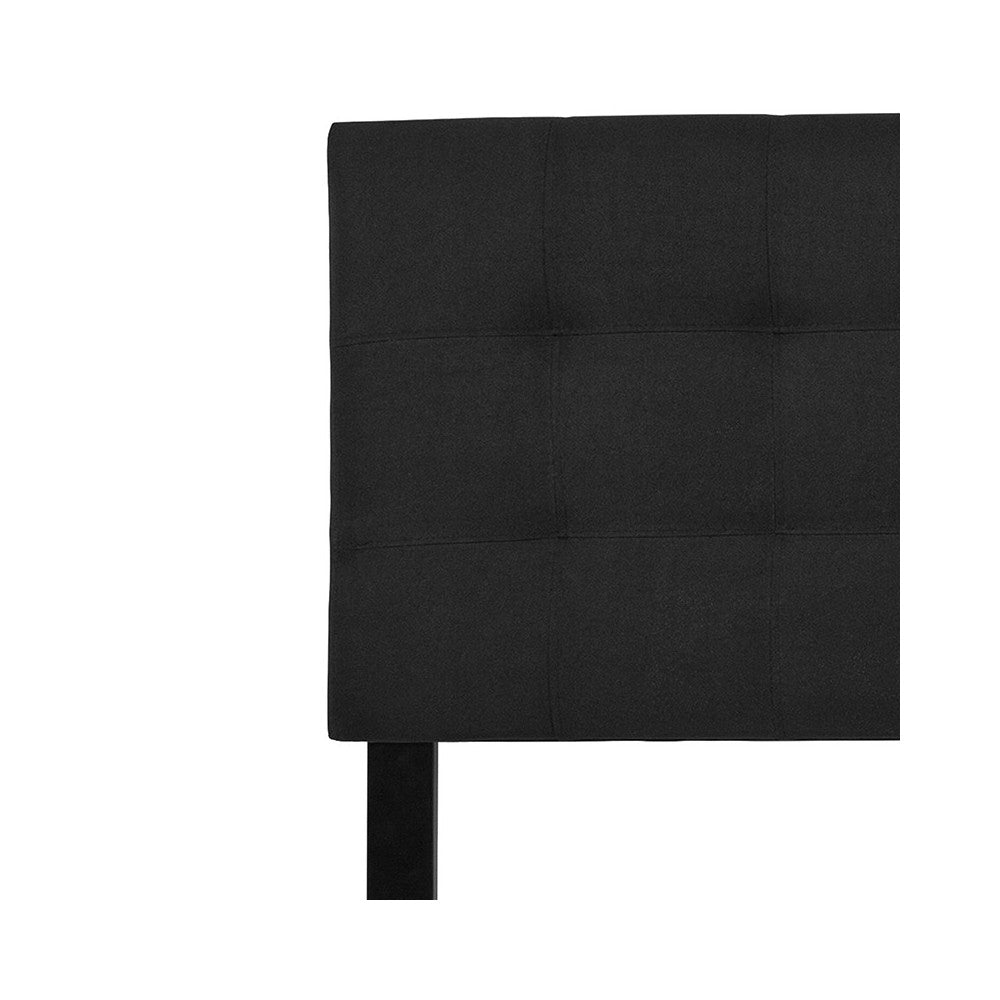 Bedford Tufted Upholstered King Size Headboard in Black Fabric