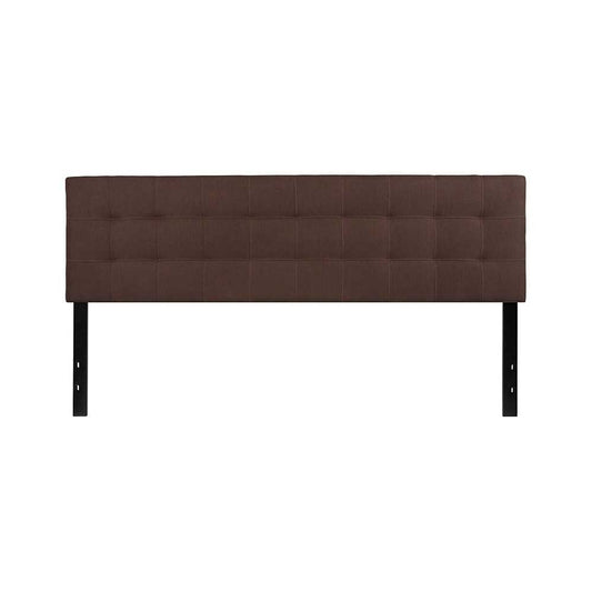 Bedford Tufted Upholstered King Size Headboard in Dark Brown Fabric