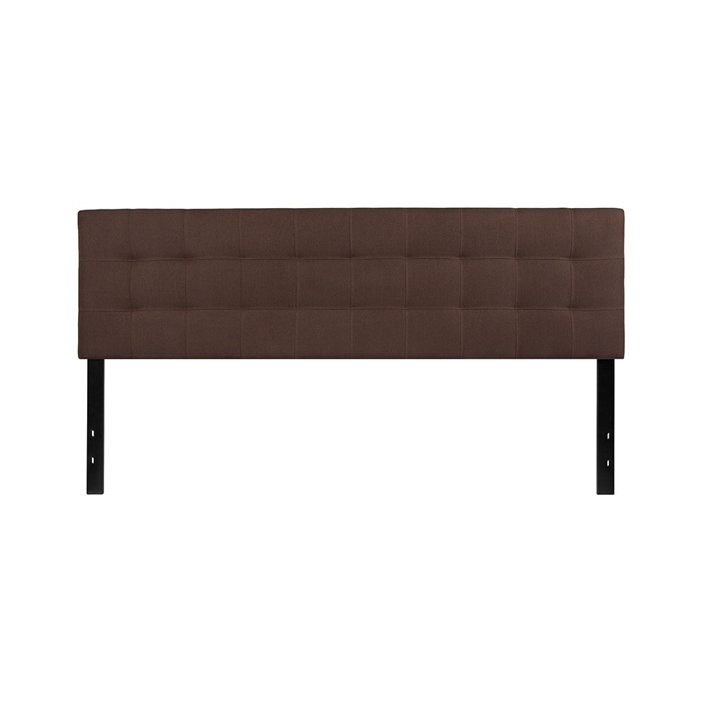 Bedford Tufted Upholstered King Size Headboard in Dark Brown Fabric