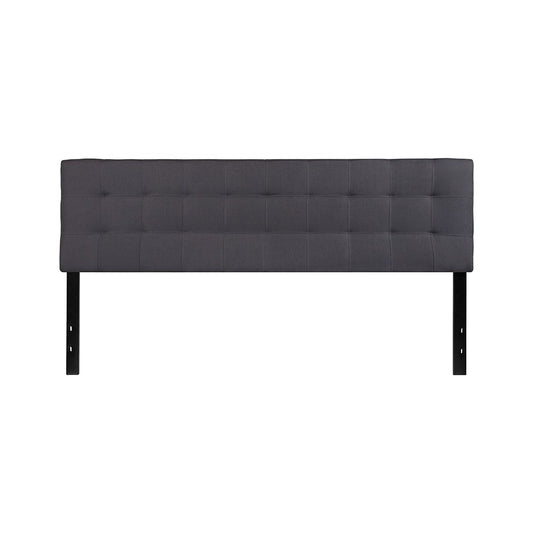 Bedford Tufted Upholstered King Size Headboard in Dark Gray Fabric