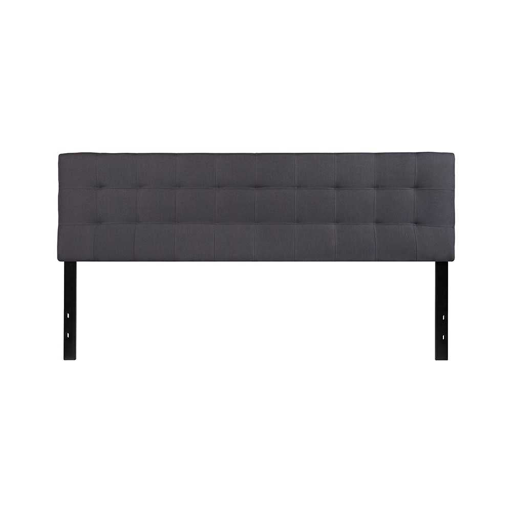 Bedford Tufted Upholstered King Size Headboard in Dark Gray Fabric
