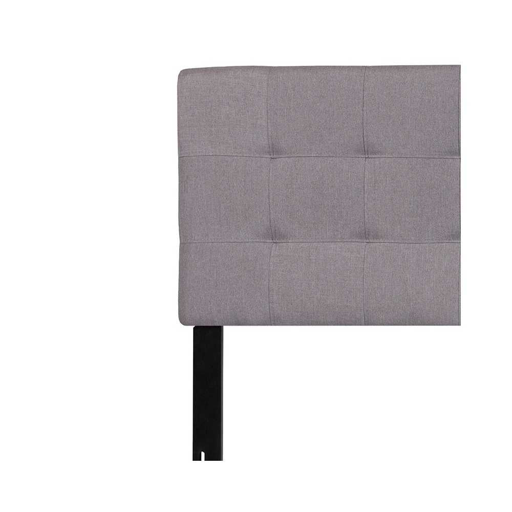 Bedford Tufted Upholstered King Size Headboard in Light Gray Fabric