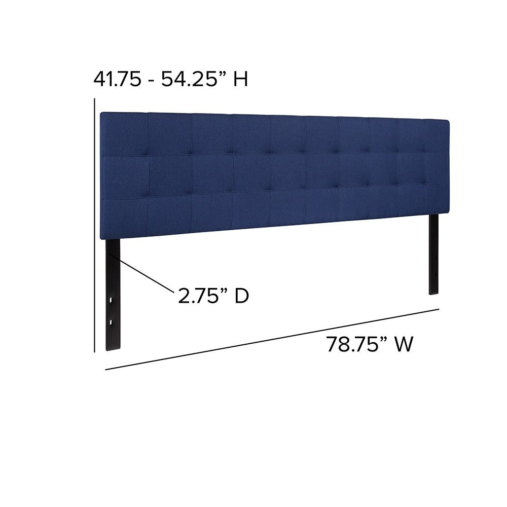Bedford Tufted Upholstered King Size Headboard in Navy Fabric