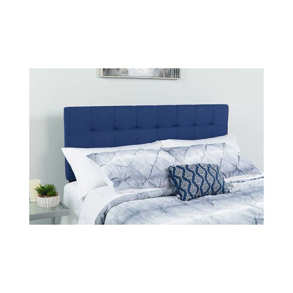 Bedford Tufted Upholstered King Size Headboard in Navy Fabric
